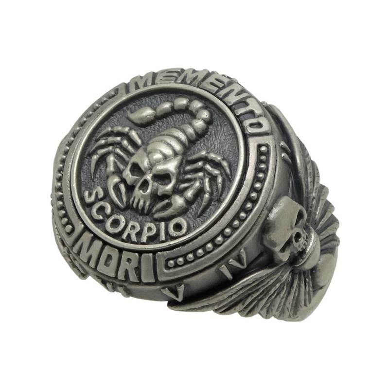 Skorpion Sternzeichen Schädel Biker Freimaurer Masonic Herren Sterling Silber Ring von SecretiumLtd