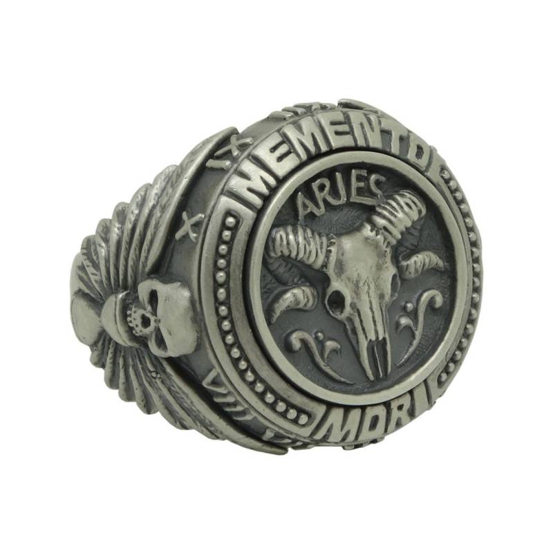 Widder Schädel Sternzeichen Sterling Silber Biker Masonic Männer Ring Memento Mori von SecretiumLtd