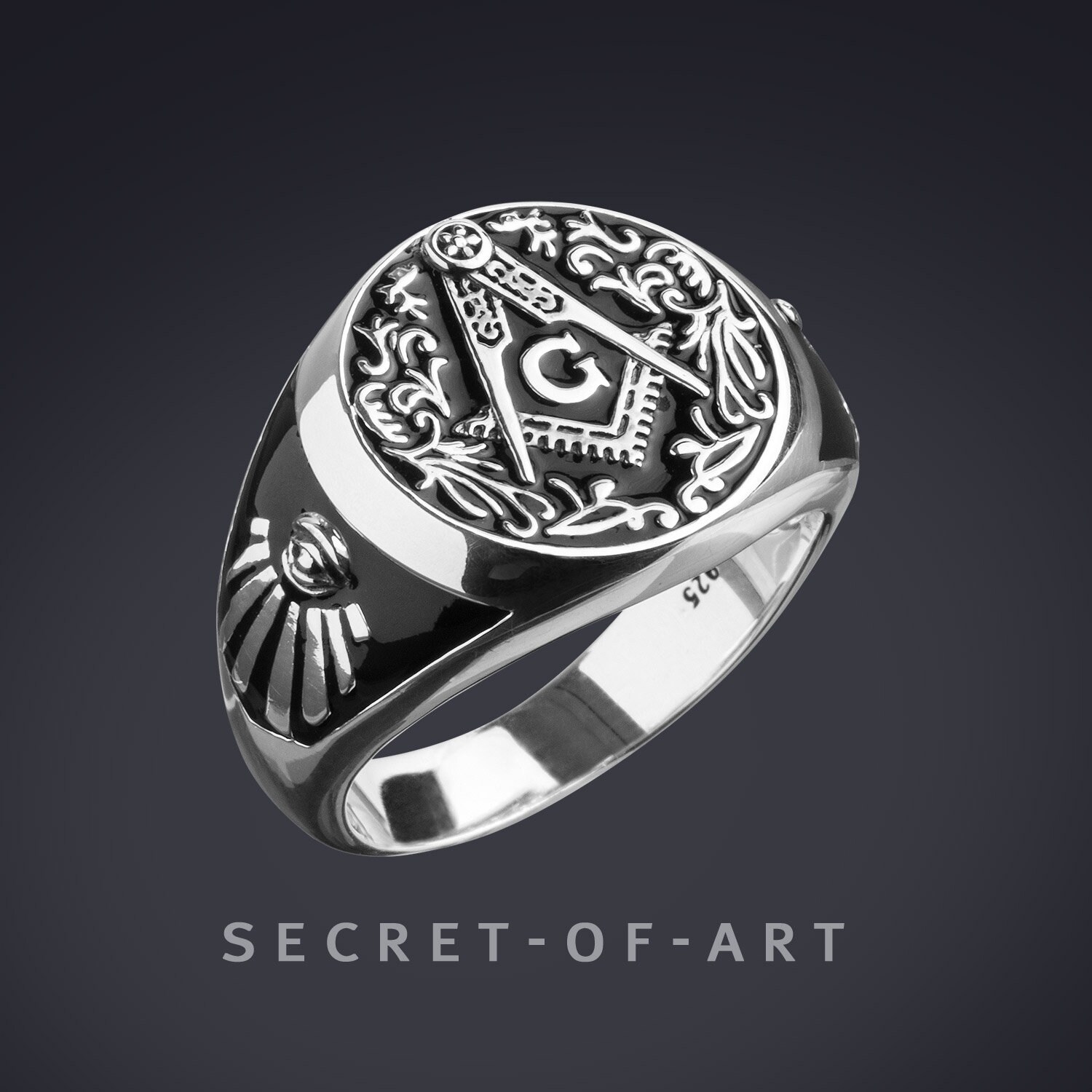 Freimaurer Ring Masonic Siegelring Schmuck Freemason Masonry Geschenk Master Mason Blue Lodge Loge Alles Sehenes Auge 925 Sterling Silber von SecretofArt