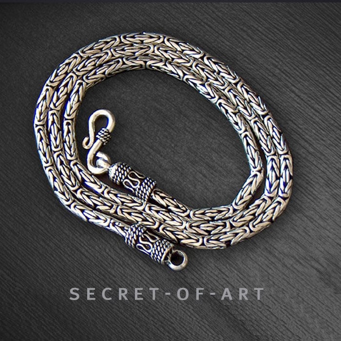 Königskette 3mm Echt Sterling Silber 925 Kette Halskette Massive Königskette, Längen Wählbar 45/50/60/65/70 cm, Hochwertig, Top Qualität von SecretofArt