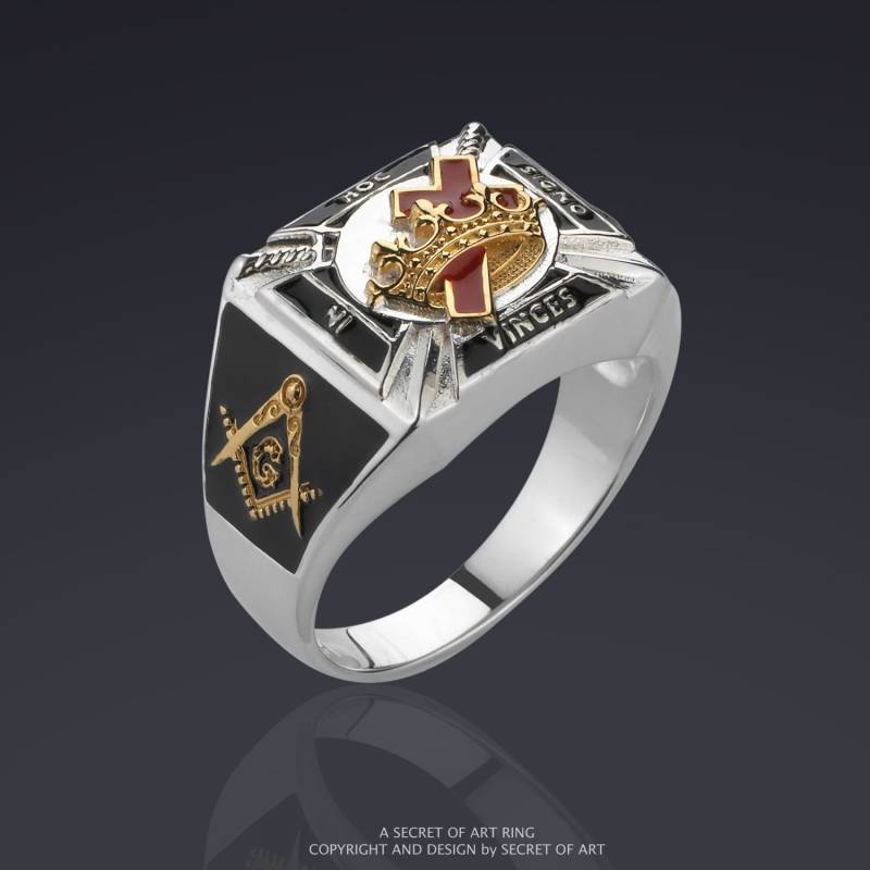 Tempelritter Ring Siegelring Knights Templar Freimaurer Silber 925 Kreuzritter Katholisch 750 Gelbgold Vergoldung in Hoc Signo Vinces von SecretofArt