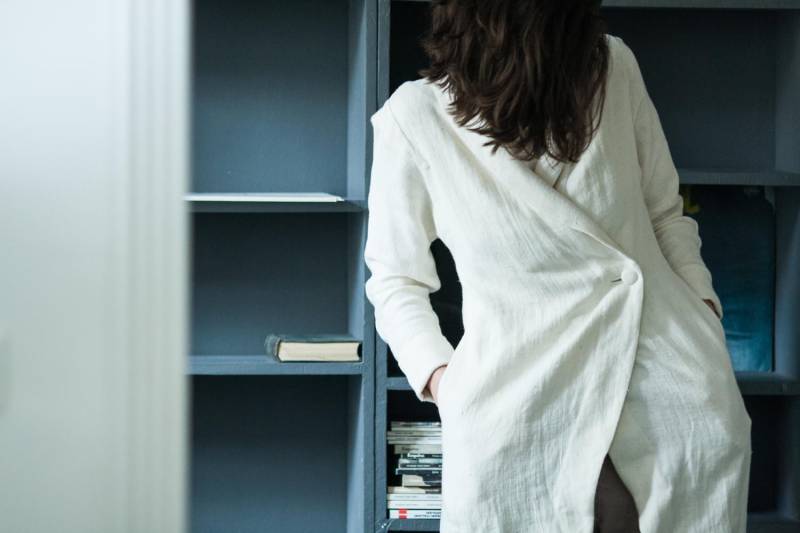 Cremeweiße Leinenrobe Boho Cardigan, Gemütliche Leinenkleidung von SecretsAndThings