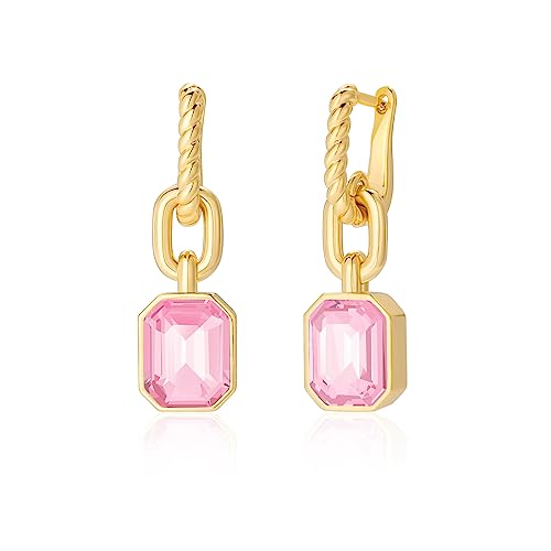 Secroma Creolen Ohrringe Gold für Damen - 18 Karat Vergoldete Ohrringe Klein, Hypoallergene Geburtsstein Kristall Creolen Gold, Schmuck Geschenke für Frauen und Mädchen von Secroma