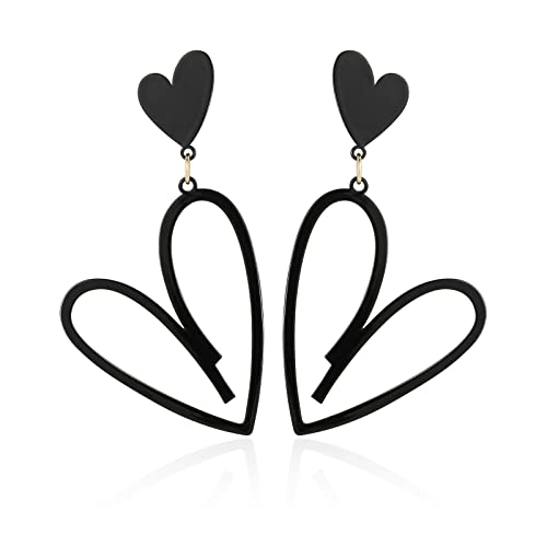 Double Heart Dangle Earrings für Frauen, Love Heart Drop Stud Earrings Lightweight Hypoallergenic Trendy Ohrringe für Teen Girls von Secroma