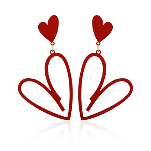 Double Heart Dangle Earrings für Frauen, Love Heart Drop Stud Earrings Lightweight Hypoallergenic Trendy Ohrringe für Teen Girls von Secroma