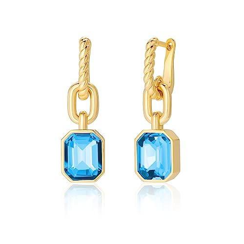 Secroma Creolen Ohrringe Gold für Damen - 18 Karat Vergoldete Ohrringe Klein, Hypoallergene Geburtsstein Kristall Creolen Gold, Schmuck Geschenke für Frauen und Mädchen von Secroma