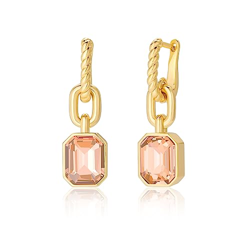 Secroma Creolen Ohrringe Gold für Damen - 18 Karat Vergoldete Ohrringe Klein, Hypoallergene Geburtsstein Kristall Creolen Gold, Schmuck Geschenke für Frauen und Mädchen von Secroma