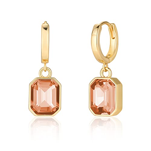 Secroma Creolen Ohrringe Gold für Damen - 18 Karat Vergoldete Ohrringe Klein, Hypoallergene Geburtsstein Kristall Creolen Gold, Schmuck Geschenke für Frauen und Mädchen von Secroma