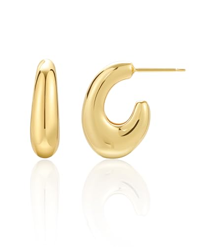 Secroma Chunky Ohrringe Tropfen - 18K Vergoldete Ohrringe Groß, Hohle Offene Hypoallergene Creolen Gold, Modeschmuch Ohrringe für Frauen von Secroma