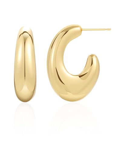 Secroma Leichtgewicht Ohrringe - 18K Vergoldete Große Tropfen, Hohle Offene Hypoallergene Creolen Gold, Modeschmuck für Frauen von Secroma