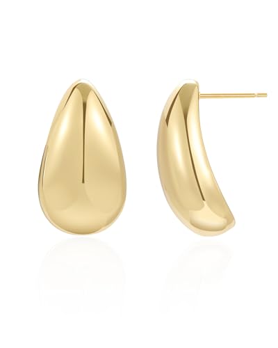 Secroma Leichtgewicht Wassertropfen Ohrringe Tropfen - 18K Vergoldete Ohrringe Groß, Hohle Offene Hypoallergene Creolen Gold, Modeschmuch Ohrringe für Frauen von Secroma