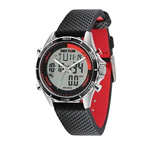 SECTOR NO LIMITS Herren Analog-Digital Quarz Uhr mit Leder Armband R3271615001 von Sector