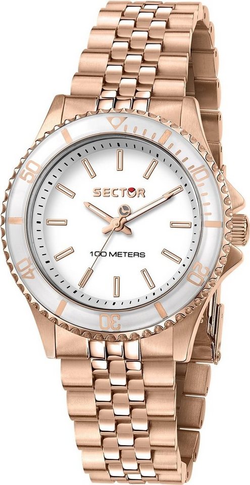 Sector Quarzuhr Sector Damen Armbanduhr Analog, (Analoguhr), Damen Armbanduhr eckig, extra groß (ca. 50,2x44mm), Edelstahlarmband r von Sector
