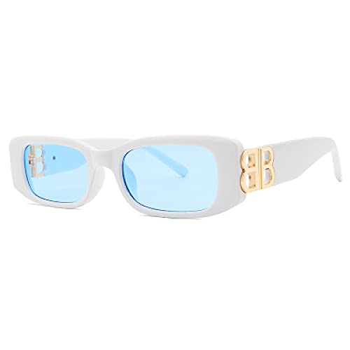 Sonnenbrille Neue Marke Frauen Sonnenbrille Bb Classic Fashion Herren Sonnenbrille Uv400 Travel Sports Square Retro Rechteck Sonnenbrille Weißblau von Secuos