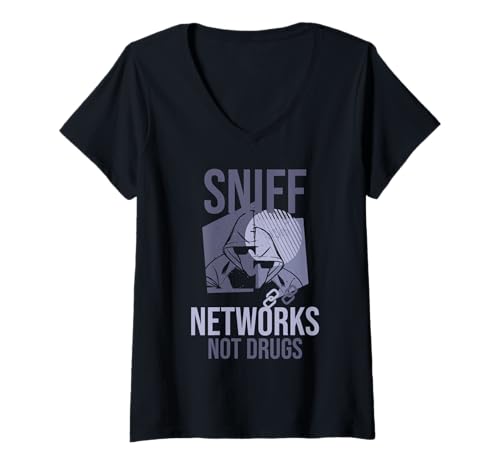 Damen Schnüffeln Sie Netzwerke statt Drogen Computer-Hacking Coding Hacker T-Shirt mit V-Ausschnitt von Security Professional Coding Hacking Hacker Gifts