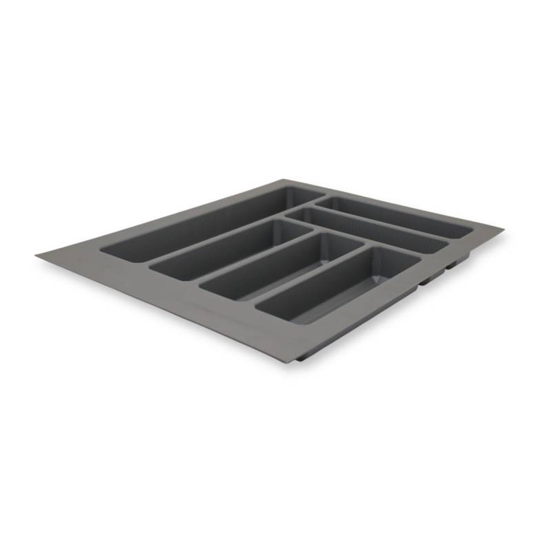 Besteckeinsatz für 45 cm Schublade zuschneidbar rutschfest Kunststoff Grau von Sedia