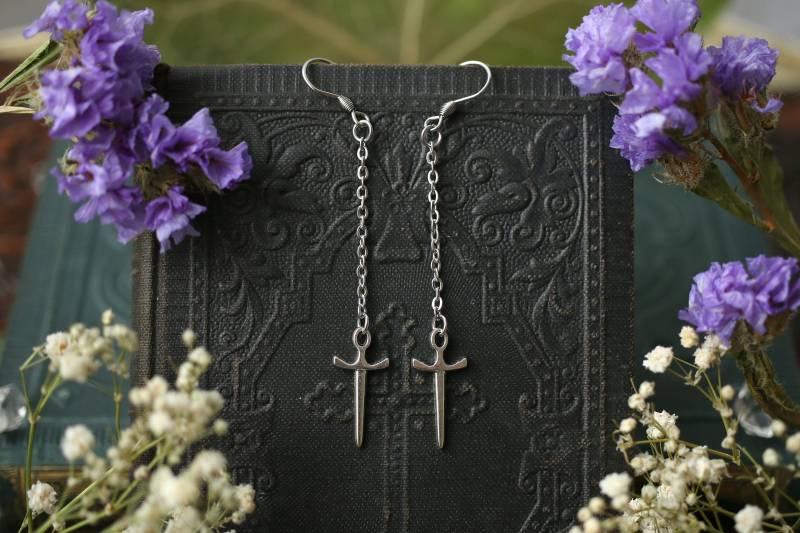 Silber Schwert Dolch Messer Ohrringe Ohrhaken Edelstahl von Sedna90377