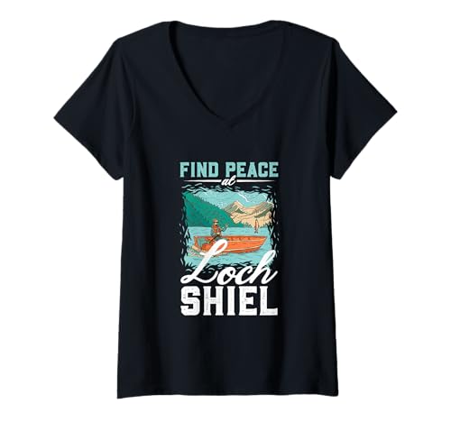 Damen Angeln am Loch Shiel T-Shirt mit V-Ausschnitt Damen Angeln am Loch Shiel T-Shirt mit V-Ausschnitt von See Urlaub in Großbritannien