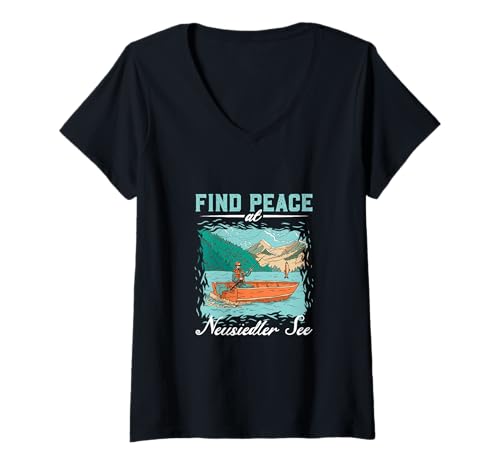 Damen Angeln am Neusiedler See T-Shirt mit V-Ausschnitt Damen Angeln am Neusiedler See T-Shirt mit V-Ausschnitt von See Urlaub in Österreich