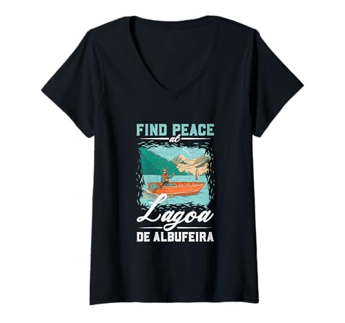 Damen Angeln am Lagoa de Albufeira T-Shirt mit V-Ausschnitt Damen Angeln am Lagoa de Albufeira T-Shirt mit V-Ausschnitt von See Urlaub in Portugal
