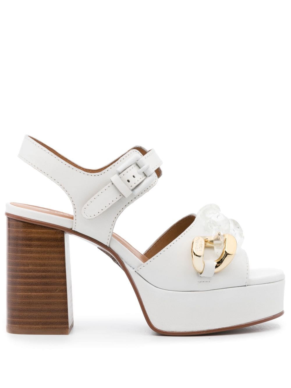 See by Chloé Flatform-Sandalen mit Kettendetail - Weiß von See by Chloé