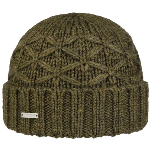 Seeberger Annelie Beanie Mütze mit Manschette Damen/Herren -, Oliv/Blatt für mich (Leaf It to Me), 6.75-7.5 von Seeberger