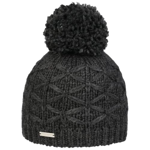 Seeberger Annelie Bommelmütze Strickmütze Wintermütze Damenmütze Beanie Damen/Herren - mit Futter Winter Herbst-Winter - One Size anthrazit von Seeberger