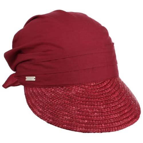 Seeberger Ansali Strohvisor Damen - Bandanacap Tuch Bandanatuch mit Schirm, Schirm Sommer Frühling-Sommer - One Size dunkelrot von Seeberger