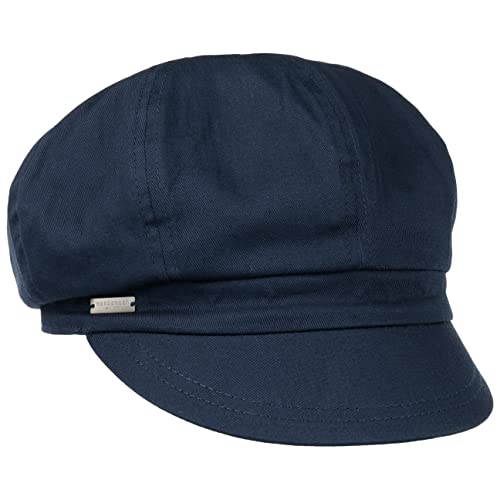 Seeberger Azalee Ballonmütze Damencap Newsboy-Mütze Balloncap Baumwollcap Sommercap Damen - mit Schirm, Futter Sommer Frühling-Sommer - One Size dunkelblau von Seeberger