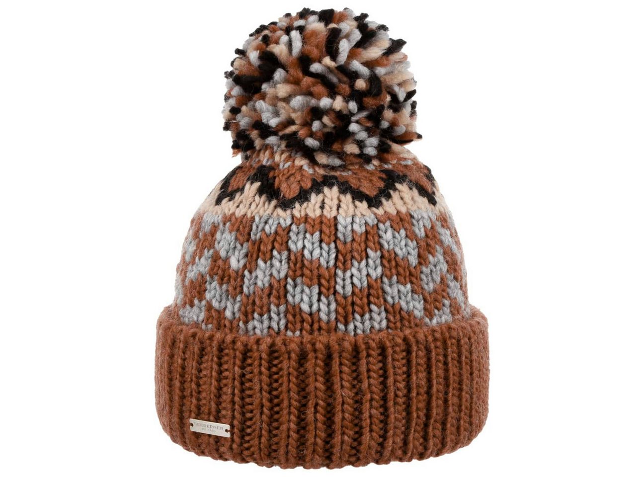 Seeberger Bommelmütze (1-St) Strickmütze mit Umschlag von Seeberger