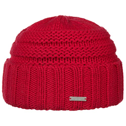 Seeberger Carleton Umschlagmütze Strickmütze Wintermütze Beanie (One Size - rot) von Seeberger