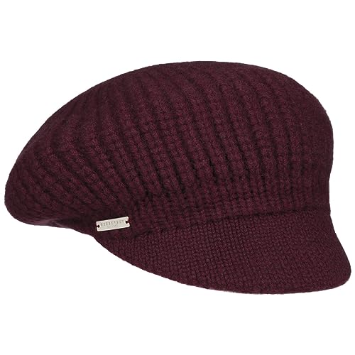 Seeberger Cashmere Ballonmütze Schirmmütze Schildmütze Strickcap (One Size - Bordeaux) von Seeberger