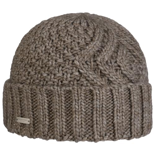 Seeberger Salvirola Umschlagmütze Strickmütze Beanie Damenmütze Wintermütze Damen - mit Umschlag, Futter Winter Herbst-Winter - One Size Taupe von Seeberger