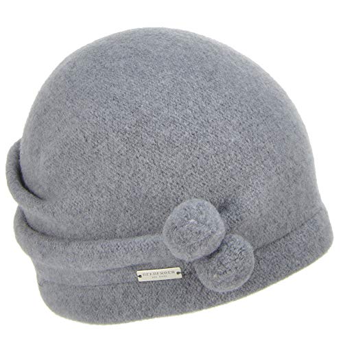 Seeberger Damen Beanie Wolle Cotta | Walkbeanie mit Mini-Bommeln | Einheitsgröße | Herbst / Winter, Grau One size von Seeberger