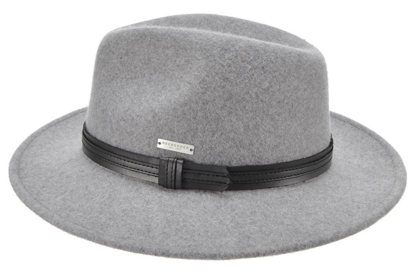 Seeberger Fedora Wollfilzfedora mit schwarzer Kunstlederumlage 70425-1 von Seeberger