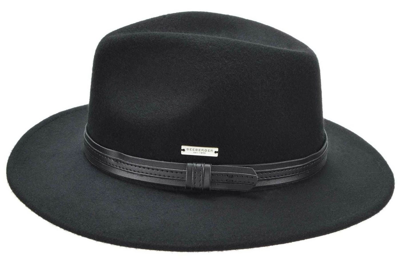 Seeberger Fedora Wollfilzfedora mit schwarzer Kunstlederumlage 70425-1 von Seeberger