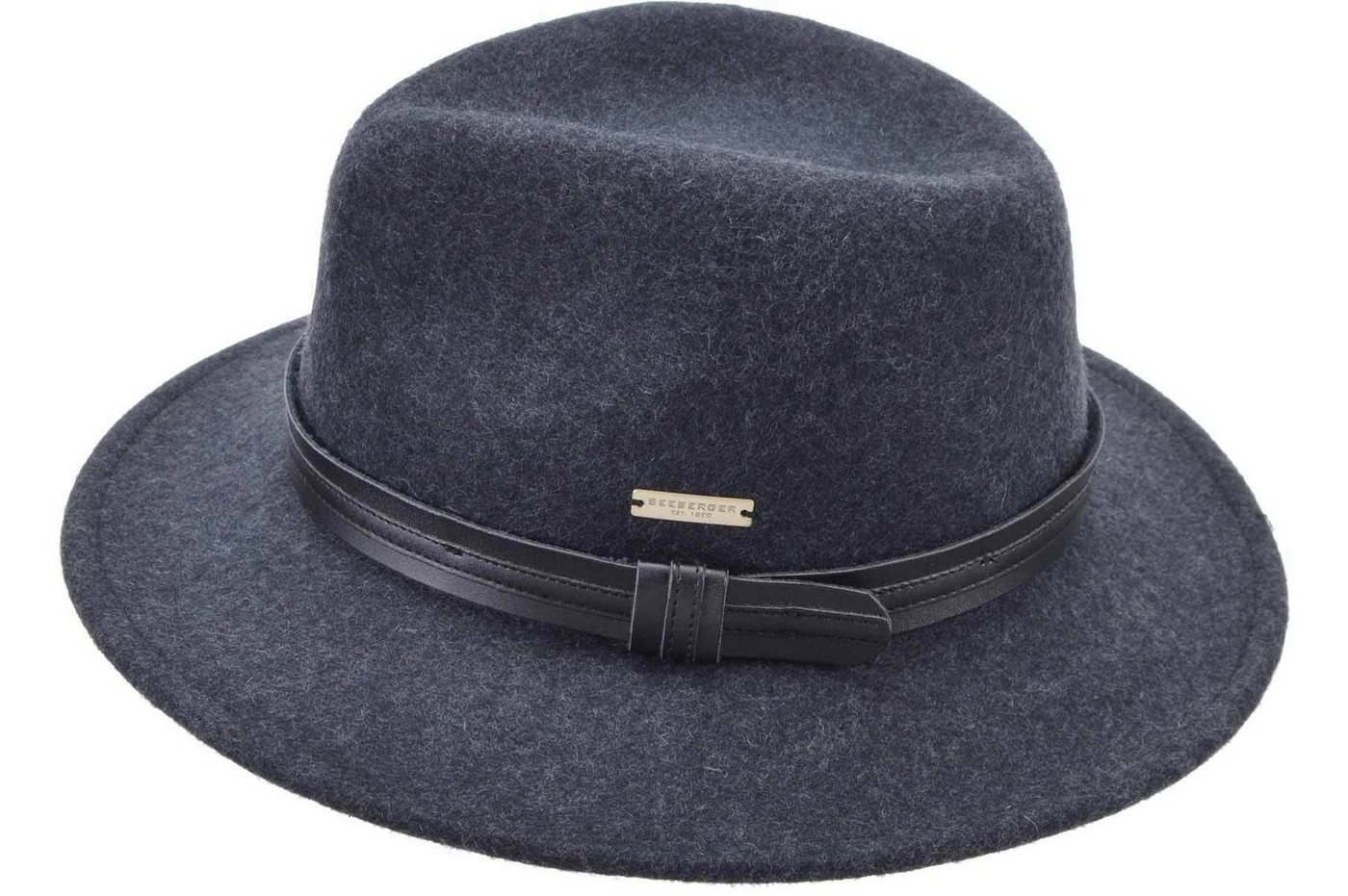 Seeberger Fedora Wollfilzfedora mit schwarzer Kunstlederumlage 70425-1 von Seeberger