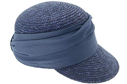 Seeberger Grace Stroh Sonnencap Strohkappen Damencap (One Size - Denim) von Seeberger