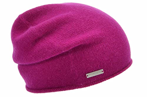 Seeberger Kaschmir Beanie mit Rollrand Kaschmirmütze Strickmütze Wintermütze Mütze Long (One Size - Beere) von Seeberger