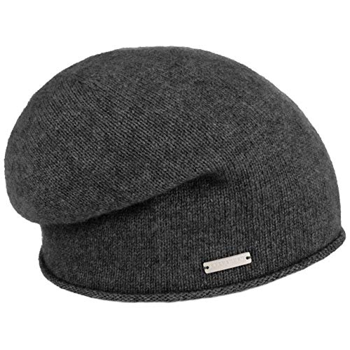 Seeberger Kaschmir Beanie mit Rollrand Kaschmirmütze Strickmütze Wintermütze Mütze Strickmütze Long Beanie (One Size - anthrazit) von Seeberger