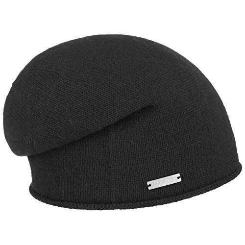 Seeberger Kaschmir Beanie mit Rollrand Kaschmirmütze Strickmütze Wintermütze Mütze Strickmütze Long Beanie (One Size - schwarz) von Seeberger