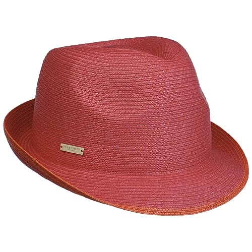 Seeberger Keila Trilby Strohhut mit UV-Schutz Damenhut Damentrilby Strohtrilby Strandhut Sonnenhut Damen/Herren - Klettverschluss Sommer Frühling-Sommer - One Size Fuchsia von Seeberger