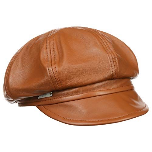 Seeberger Leder Ballonmütze Schildmütze Baker-Boy-Mütze Damencap Ledercap (M (56-57 cm) - Cognac) von Seeberger