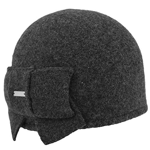 Seeberger Litika Wintermütze Walkmütze mit Schleife Damenmütze Walkhut (Anthracite 011) von Seeberger