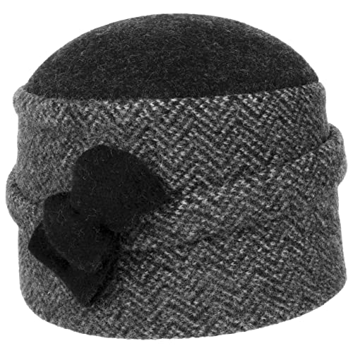 Seeberger Livelia Herringbone Walkmütze Damenmütze Wollmütze Wintermütze (One Size - schwarz) von Seeberger