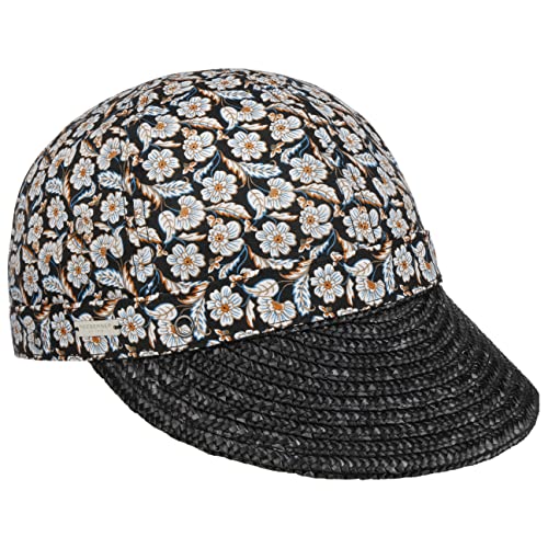 Seeberger Mariva Flower Cap Visor Sonnenvisor Damencap Sonnencap Sommercap (One Size - schwarz) von Seeberger