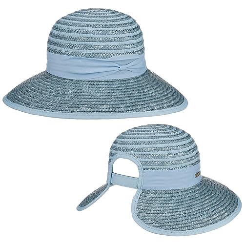 Seeberger Rileja Stripes Schute Strohhut Damenhut Sonnenhut Sommerhut Gartenhut Strandhut (One Size - hellblau) von Seeberger