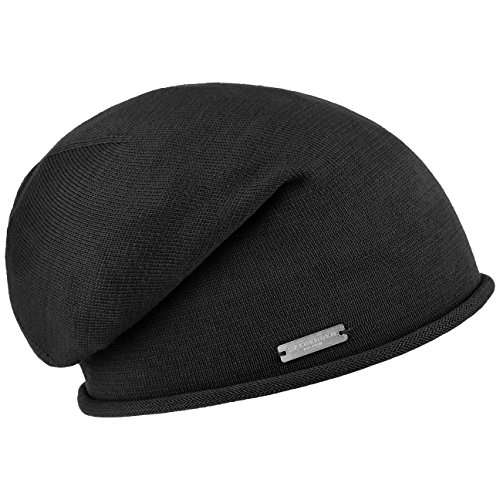 Seeberger Rollrand Beanie Damenbeanie Damenmütze Mütze Strickmütze Damenmütze Long Beanie (One Size - schwarz) von Seeberger