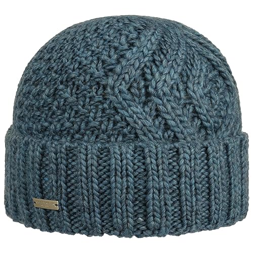 Seeberger Salvirola Umschlagmütze Strickmütze Beanie Damenmütze Wintermütze (One Size - Petrol) von Seeberger