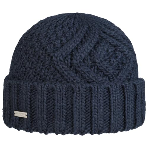 Seeberger Salvirola Umschlagmütze Strickmütze Beanie Damenmütze Wintermütze (One Size - dunkelblau) von Seeberger